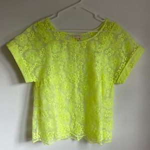 Anthropologie yellow eyelet top